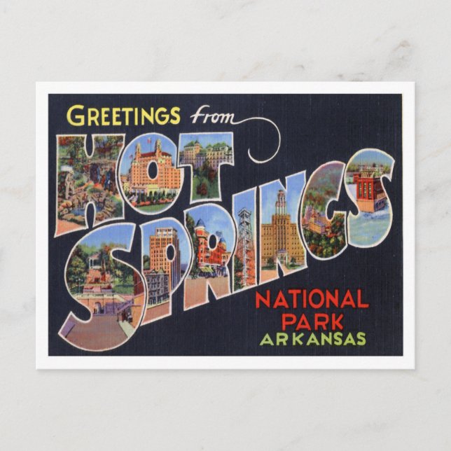 Hot Springs, Arkansas Vintage Big Letters Postcard (Front)