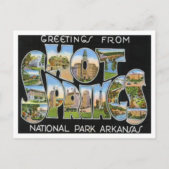 Hot Springs, Arkansas Vintage Big Letters Postcard (Front)