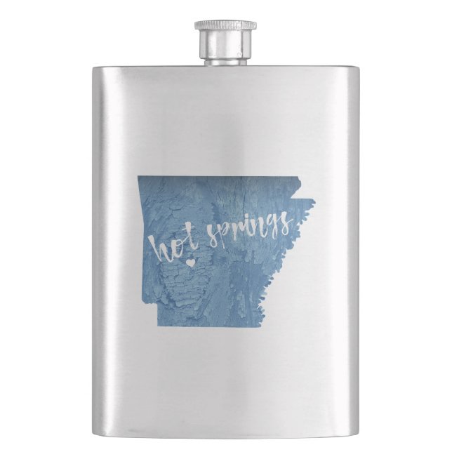 Hot Springs Arkansas Wood Grain Hip Flask (Front)