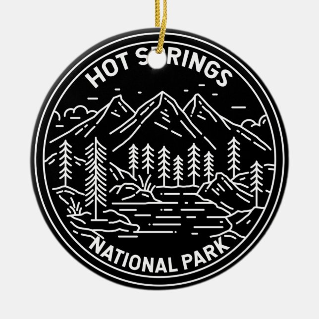 Hot Springs National Park Arkansas Monoline Ceramic Tree Decoration (Front)