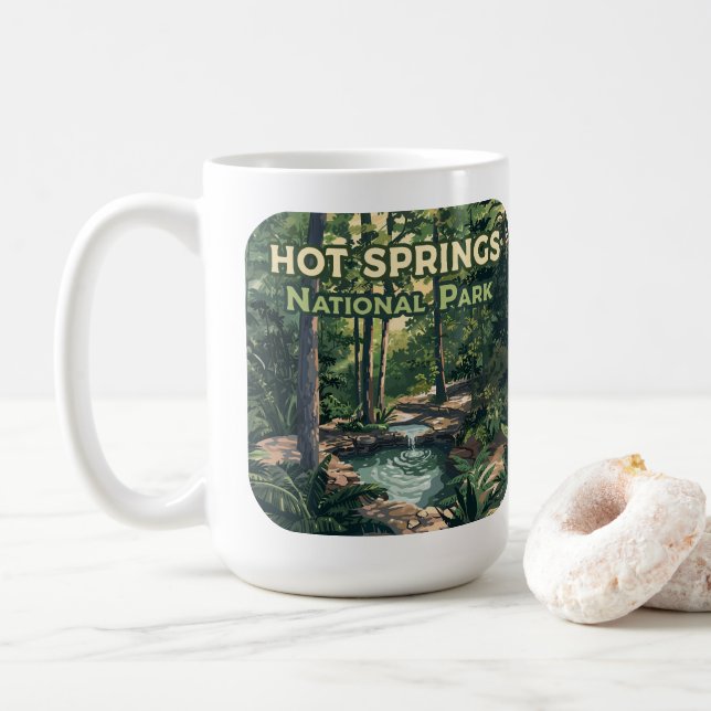 Hot Springs National Park Arkansas Retro  Coffee Mug (With Donut)