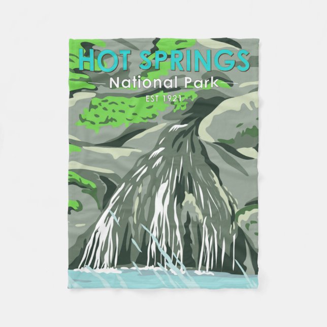Hot Springs National Park Arkansas Vintage Fleece Blanket (Front)