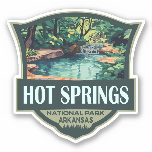 Hot Springs National Park Illustration Retro Badge (Front)