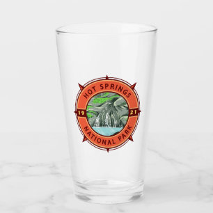 Hot Springs National Park Retro Compass Emblem Glass