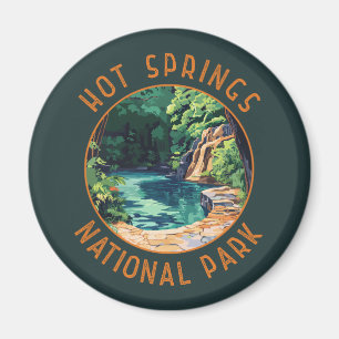 Hot Springs National Park Retro Distressed Circle Magnet