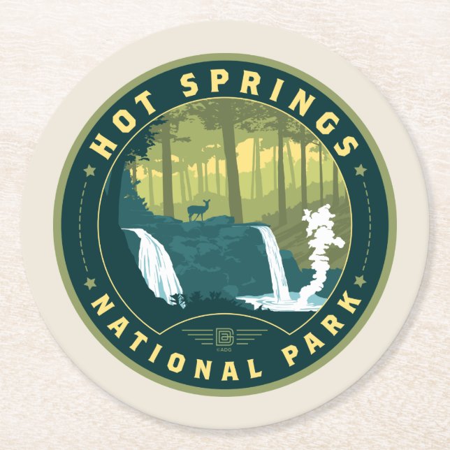 Hot Springs National Park Round Paper Coaster (Front)