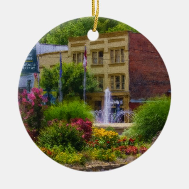 Hot Springs Roundabout Painterly Ceramic Tree Decoration (Front)