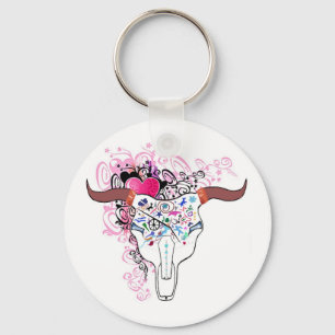 Hot Steer Skull Tattoo KeyChain