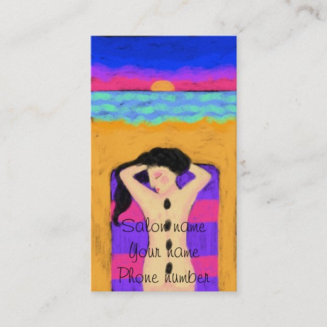 Hot Stone Massage at Sunset Appointment Card (Front)