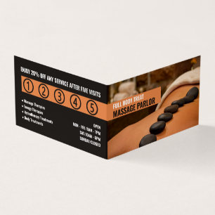 Hot Stone, Massage Therapist, Parlor Loyalty Business Card