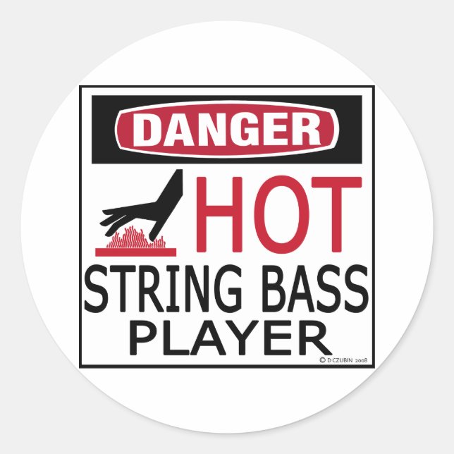 Hot String Bass Player Classic Round Sticker (Front)
