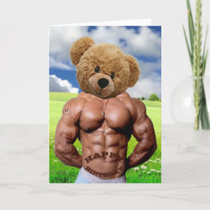Hot Stud Man Teddy Bear Funny Birthday Card