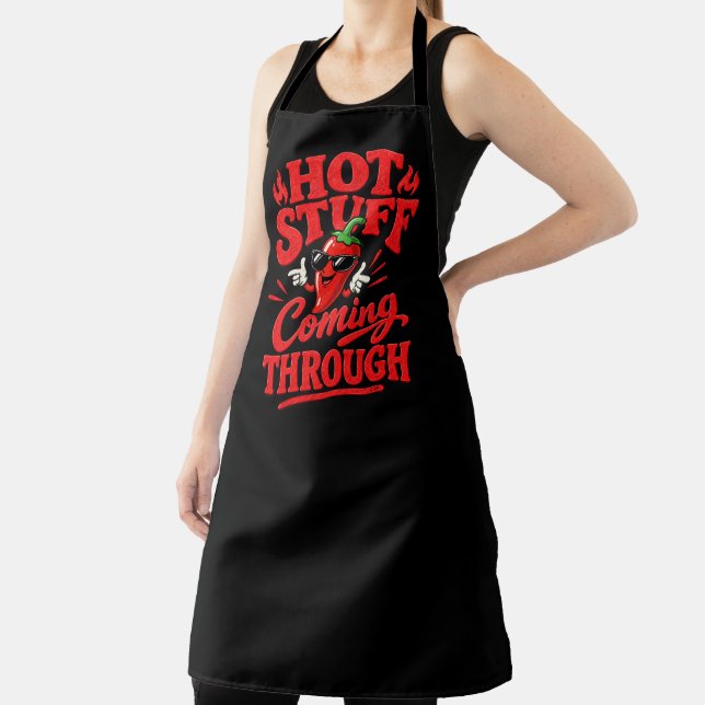 Hot Stuff Coming Through Funny Chilli Pepper Apron (Insitu)