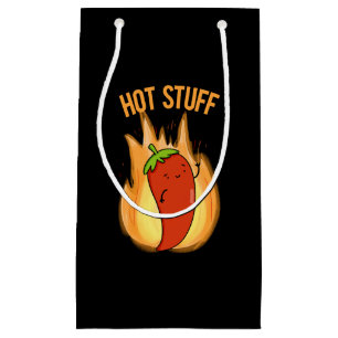 Hot Stuff Funny Red Hot Chilli Pepper Pun Dark BG Small Gift Bag