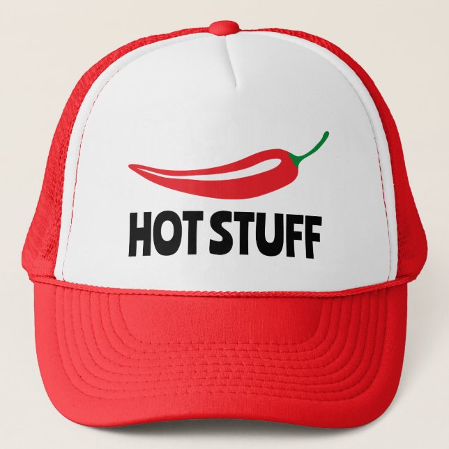 Hot Stuff funny spicy hot red cayenne chilli peppe Trucker Hat (Front)