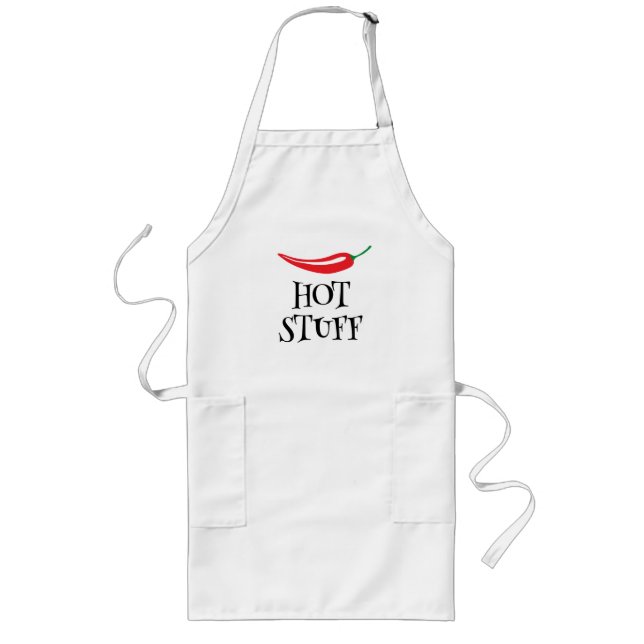Hot Stuff funny spicy red cayenne chilli pepper BB Long Apron (Front)