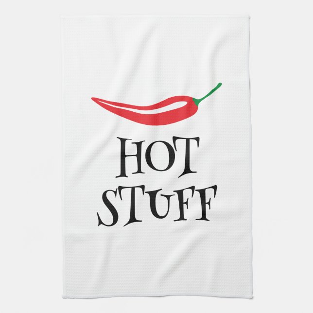 Hot Stuff funny spicy red cayenne chilli pepper Tea Towel (Vertical)
