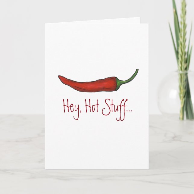 Hot Stuff Happy Valentine's Day Red Pepper Card (Front)