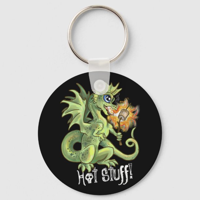Hot Stuff! lil marshmellow roasting dragon Key Ring (Front)