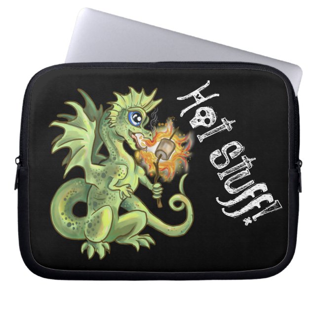 Hot Stuff! lil marshmellow roasting dragon Laptop Sleeve (Front)