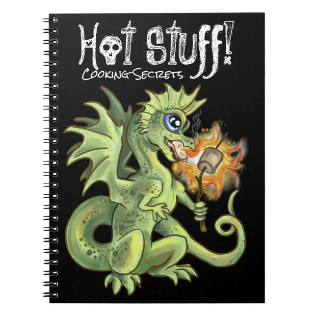 Hot Stuff! lil marshmellow roasting dragon Notebook (Front)