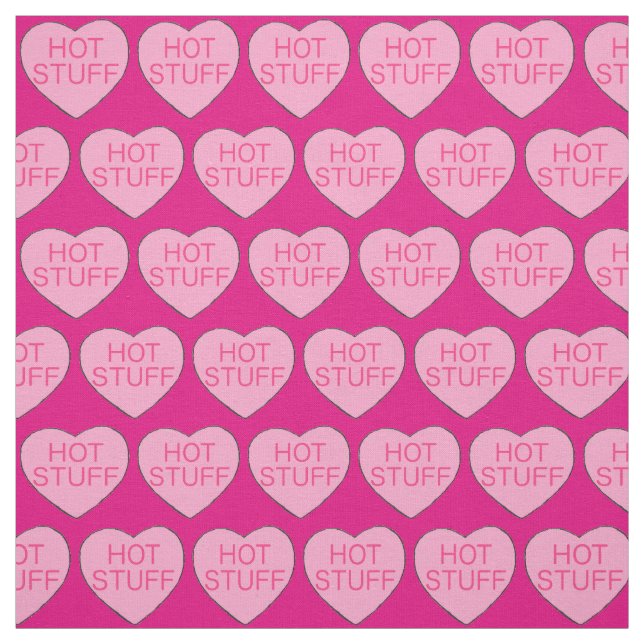 HOT Stuff Pink Candy Heart Print Valentine's Day Fabric (Swatch)