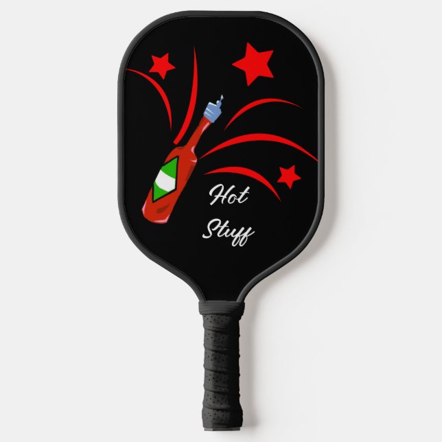 Hot Stuff Red Spicy Hot Sauce Pickleball Paddle (Front)