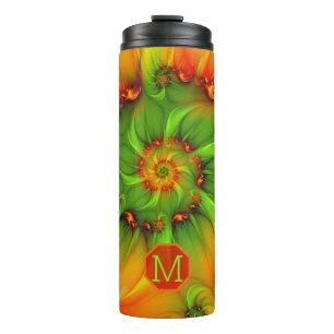 Hot Summer Abstract Colourful Fractal Art Monogram Thermal Tumbler