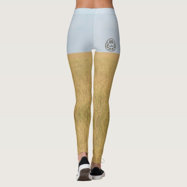 Hot Summer Blue Sky Savanna Grass Leggings (Back)