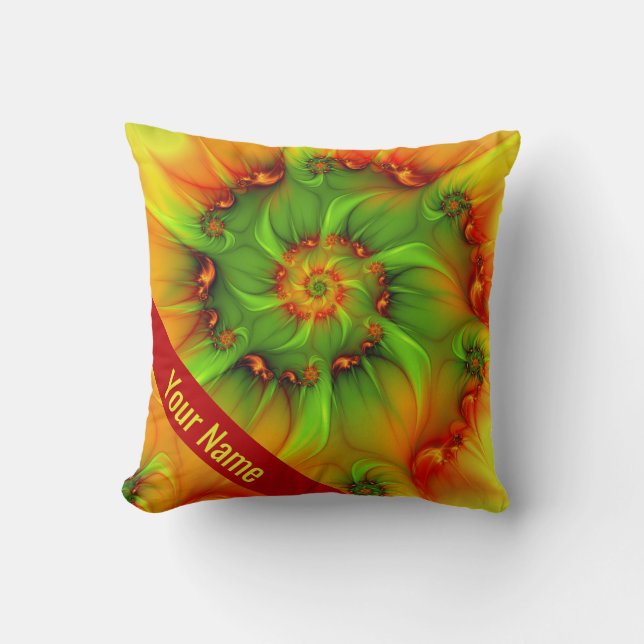 Hot Summer Green Orange Abstract Art Colourful Nam Cushion (Front)