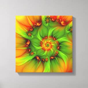 Hot Summer Green Orange Abstract Colourful Fractal Canvas Print