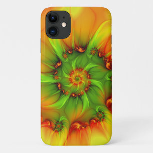 Hot Summer Green Orange Abstract Colourful Fractal iPhone 11 Case