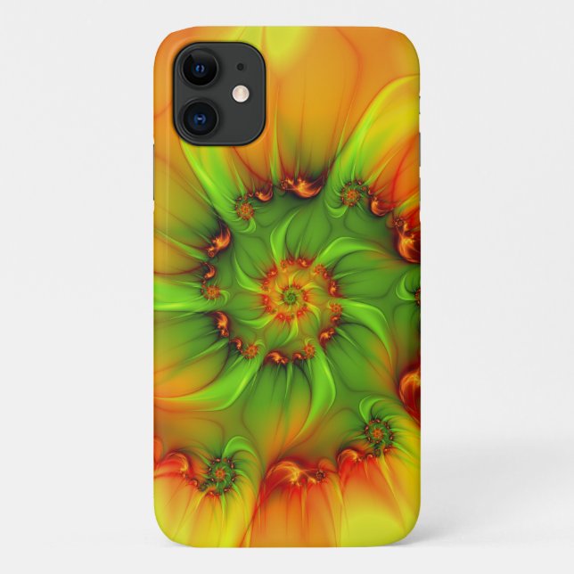 Hot Summer Green Orange Abstract Colourful Fractal Case-Mate iPhone Case (Back)