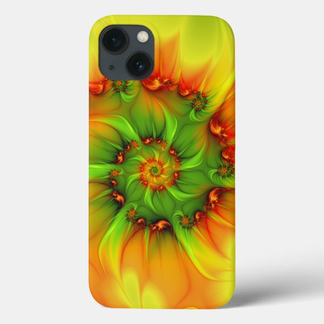 Hot Summer Green Orange Abstract Colourful Fractal Case-Mate iPhone Case (Back)