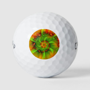 Hot Summer Green Orange Abstract Colourful Fractal Golf Balls