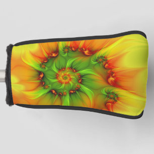 Hot Summer Green Orange Abstract Colourful Fractal Golf Head Cover