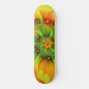 Hot Summer Green Orange Abstract Colourful Fractal Skateboard