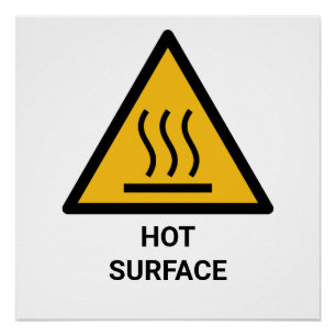 Hot Surface Warning, Extreme Heat Caution Poster