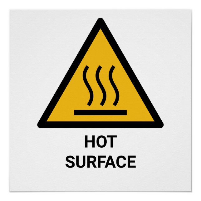 Hot Surface Warning, Extreme Heat Caution Poster (Front)
