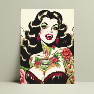 Hot Tattoo Vampire Girl Postcard