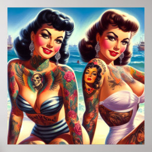 Hot Tattooed Pin-ups Poster