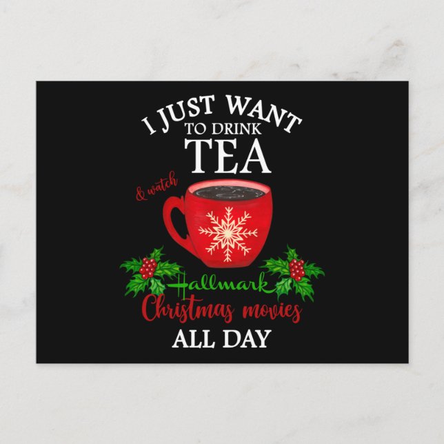 Hot Tea And Christmas Movies Postcard (Front)