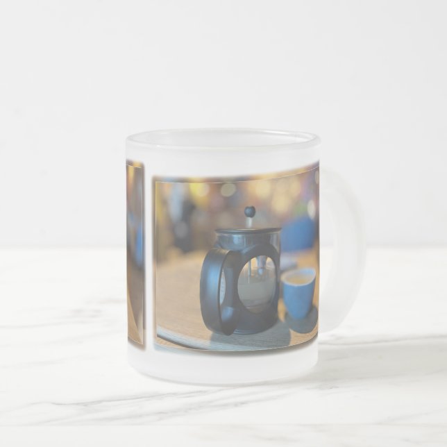 Hot tea frosted glass coffee mug (Front Right)