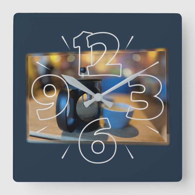 Hot tea square wall clock (Front)