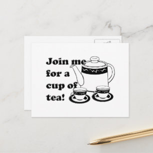 Hot Tea - Tea Pot and Tea Cups Postcard
