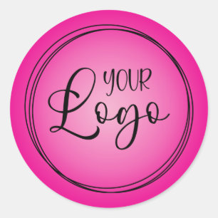 Hot to Light Pink Radial Gradient Logo Classic Round Sticker
