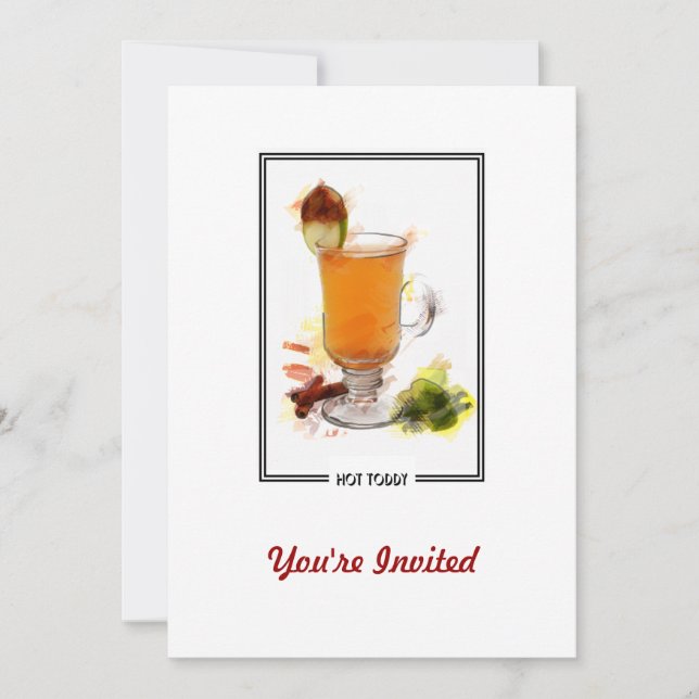 Hot Toddy Cocktail Marker Sketch Invitation (Front)