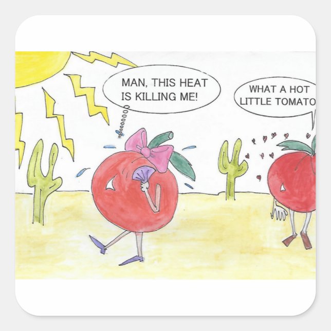 HOT TOMATO SQUARE STICKER (Front)