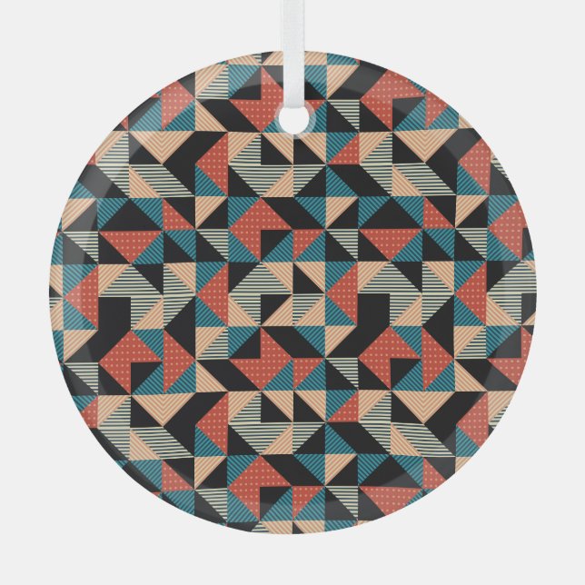 Hot Triangle: Geometric Memphis Style. Glass Tree Decoration (Front)