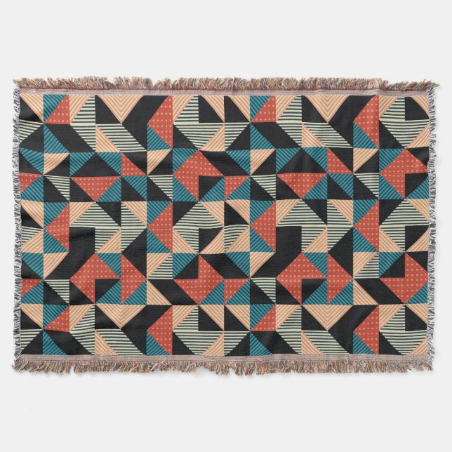 Hot Triangle: Geometric Memphis Style. Throw Blanket (Front)
